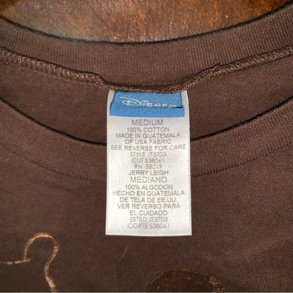 Disney Brown Short Sleeve Tee with Metallic Gold Mickey - Picture 3 of 3